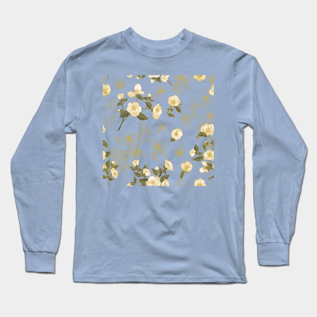 White Camellia Long Sleeve T-Shirt by Kuroi Kitsune